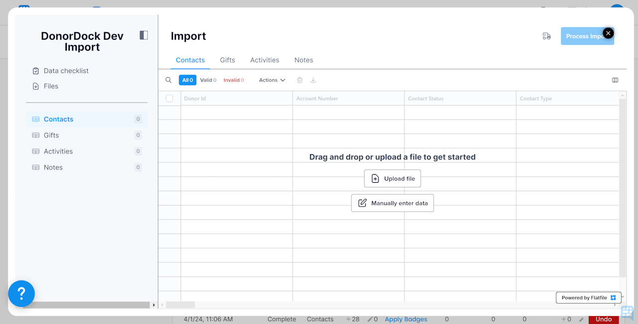 IMPORT BOX TO UPLOAD FILE - click to enlarge IMPORT BOX TO UPLOAD FILE