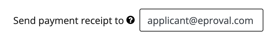 Shows the Send payment reciept to field with an email populated.