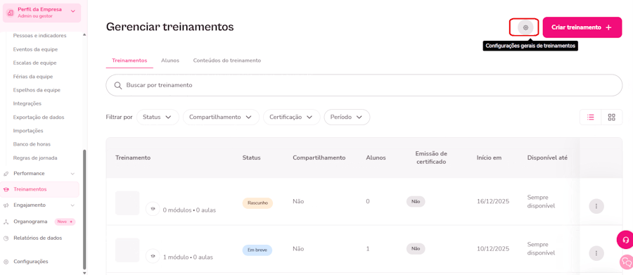 Gif com o passo a passo para criar certificado