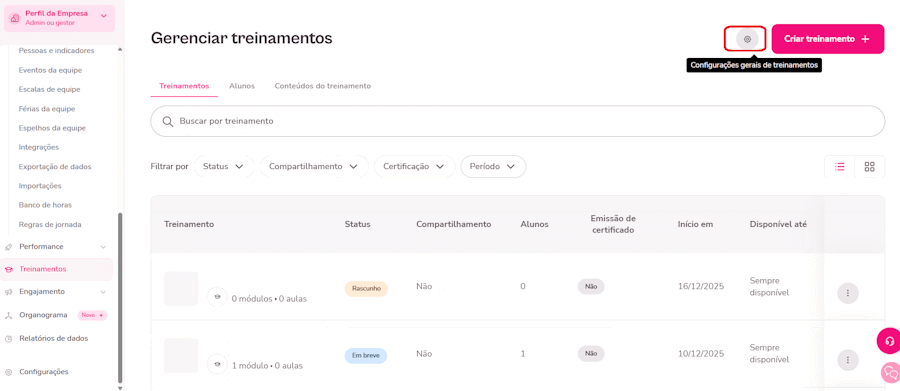 Gif com o passo a passo para criar certificado