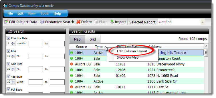 Edit Column Layout