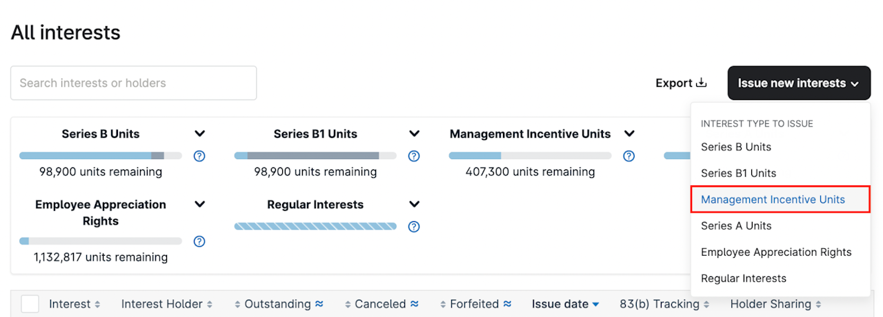 Click Issue new interests - click to enlarge Click Issue new interests