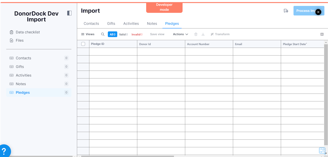 IMPORT FILE OPTION FOR PLEDGES - click to enlarge IMPORT FILE OPTION FOR PLEDGES